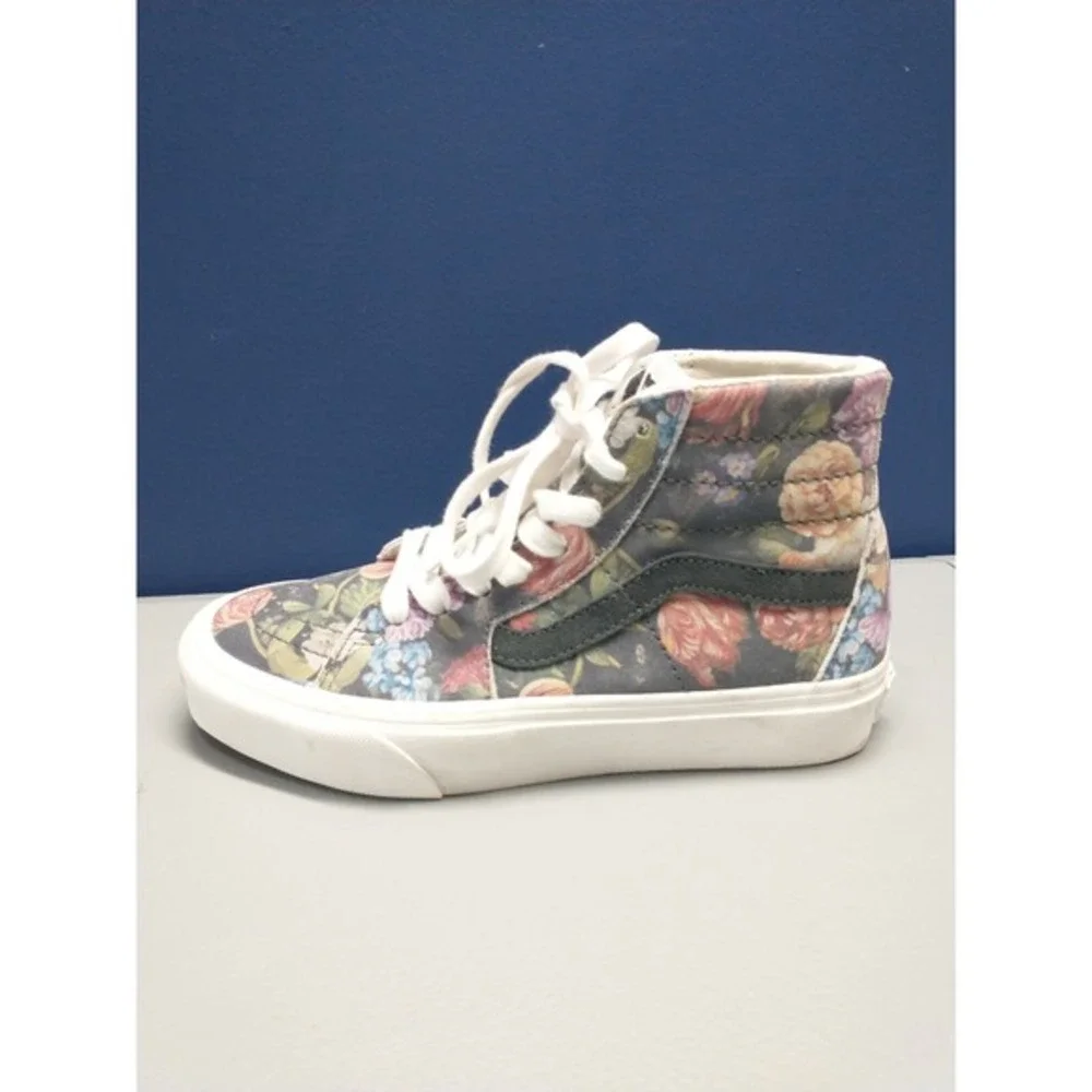 Vans High Top Sneakers Shoes Mens 3.5‎ Womens 5 Multicolor Floral Suede Lace Up